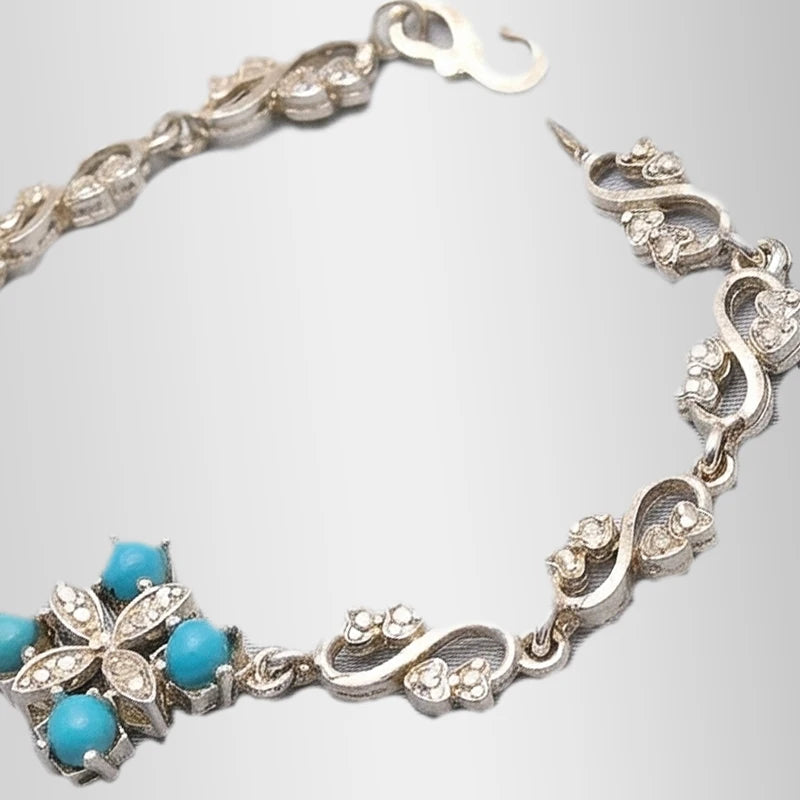 Turquoise Bracelet in Silver with Zircorns For Girls Best Gift for Girl
