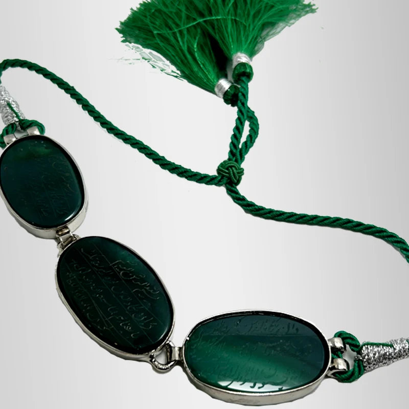 Wedding Imamzamin Real Aqeeq Arm Band with Green Aqeeq Stones