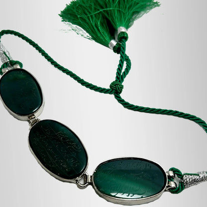 Wedding Imamzamin Real Aqeeq Arm Band with Green Aqeeq Stones