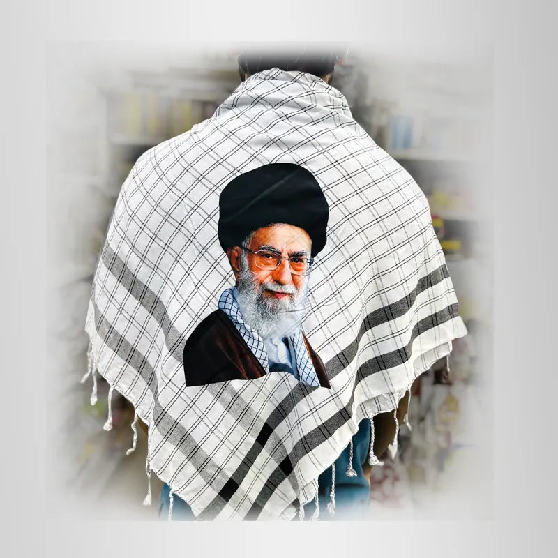 White Baseej Rumal Khamenai Portrait Print