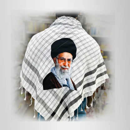 White Baseej Rumal Khamenai Portrait Print