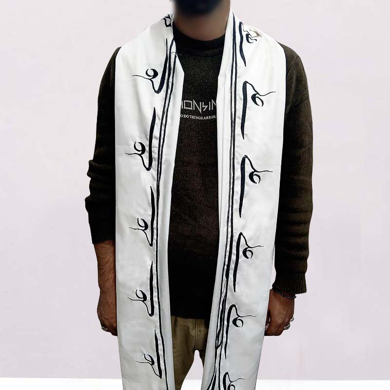 White Shawl Imam Ali (as) Name Embroidery Shawl for Jashan