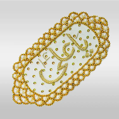 Ya Ali (as) White Velvet Gold Work Imamzamin for Shadi dulha imamzamin collection