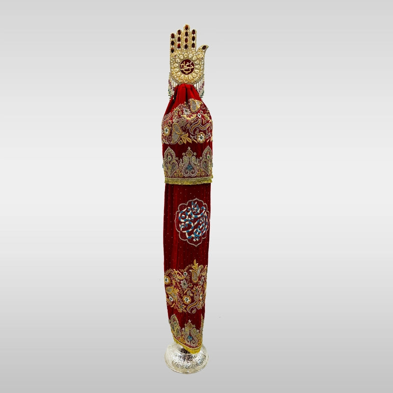 Ya Hussain Al Shaheed (as) Alam Cloth Red Alam Cloth and Manjus Stone Work