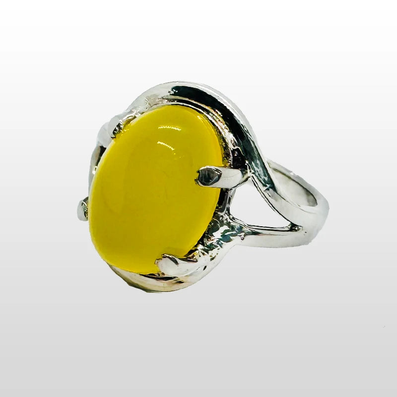 Yellow Aqeeq Silver Ring For Worldwide Delivery