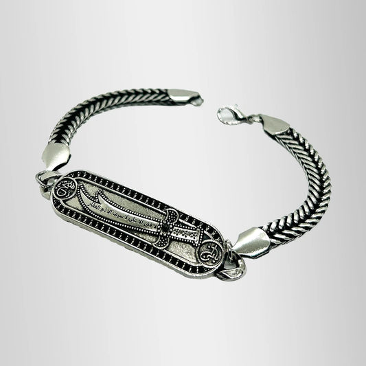Stylish Zulfiqar bracelet Italian steel chain design worn on wrist modern Islamic accessory