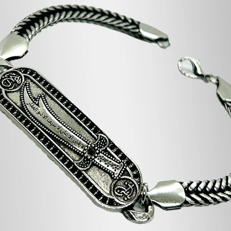 Zulfiqar Bracelet Steel Chain Italian Style premium stainless steel Islamic bracelet close-up
