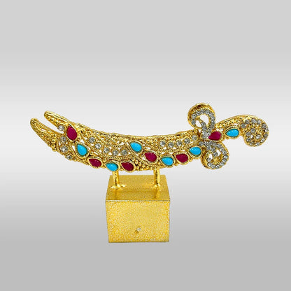 Zufliqar stand small golden polish with feerozah ruby and zircorns for home azakhana