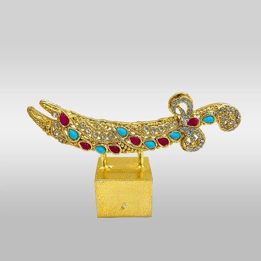 Zufliqar stand small golden polish with feerozah ruby and zircorns for home azakhana